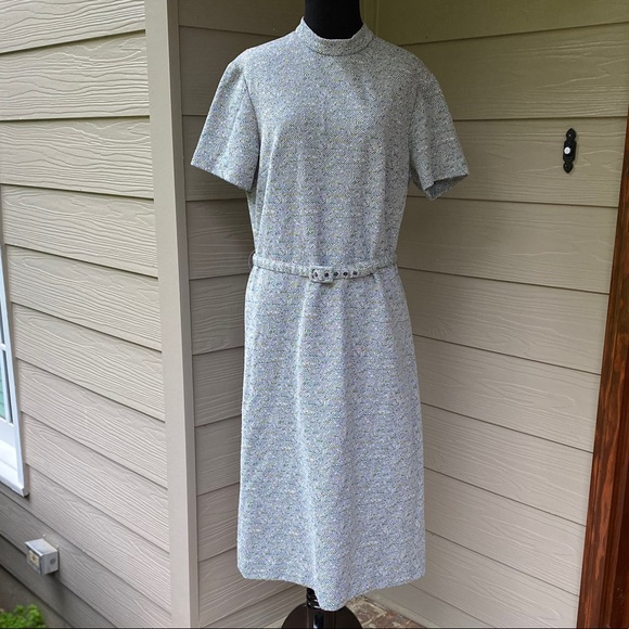 Vintage Dresses & Skirts - Vintage 60s Mod Belt Mock Turtleneck Wiggle Dress